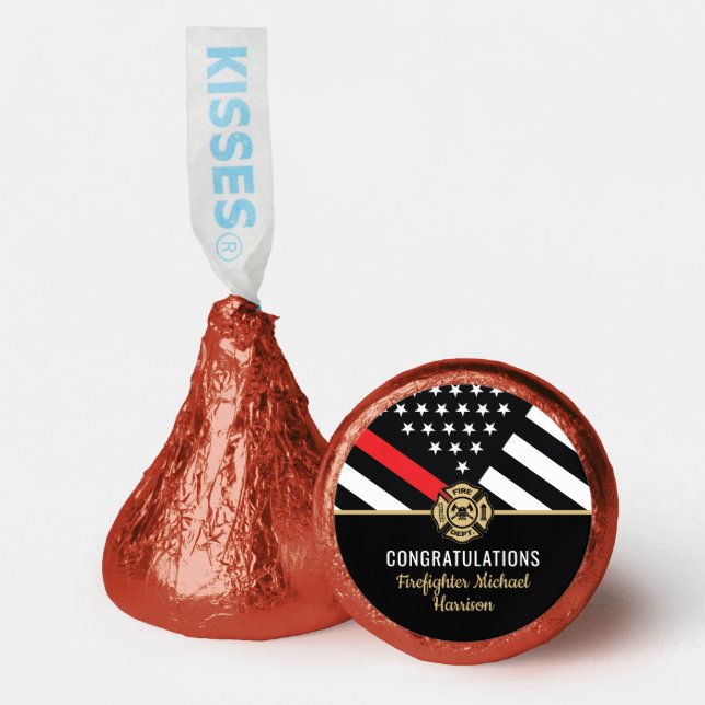 Firefighter Fire Academy Red Line Flag Graduation Hershey®'s Kisses® (Front)