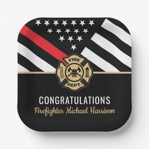 Firefighter Fire Academy Red Line Flag Graduation