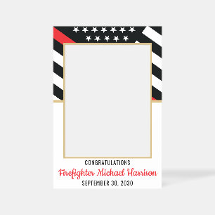 Firefighter Fire Academy Red Line Flag Graduation Selfie Frame