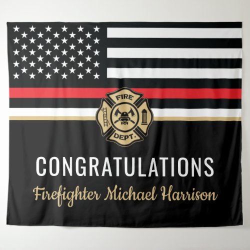 Firefighter Fire Academy Red Line Flag Graduation Tapestry