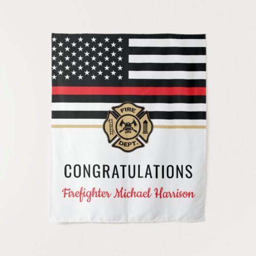 Firefighter Fire Academy Red Line Flag Graduation