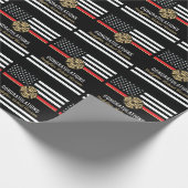 Firefighter Fire Academy Red Line Flag Graduation Wrapping Paper | Zazzle