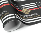Firefighter Fire Academy Red Line Flag Graduation Wrapping Paper | Zazzle