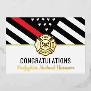 Firefighter Fire Academy Red Line Graduation Card