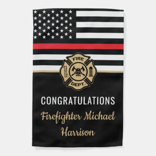 Firefighter Fire Academy Red Line Graduation Garden Flag