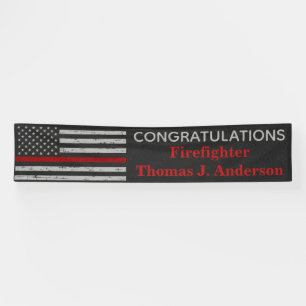 Firefighter Fire Academy Thin Red Line Graduation Banner
