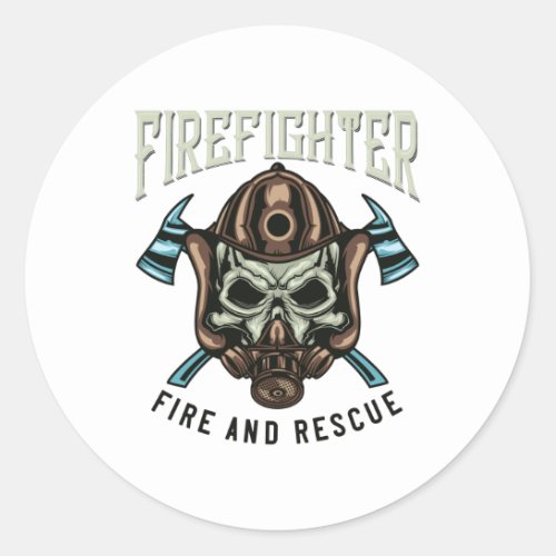 Firefighter Fire And Rescue Classic Round Sticker