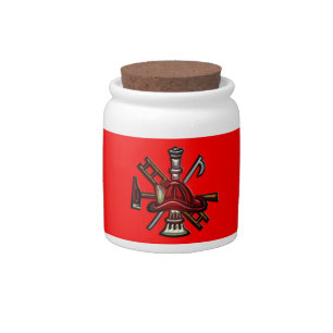 Firefighter Fire and Rescue Department Emblem Candy Jar