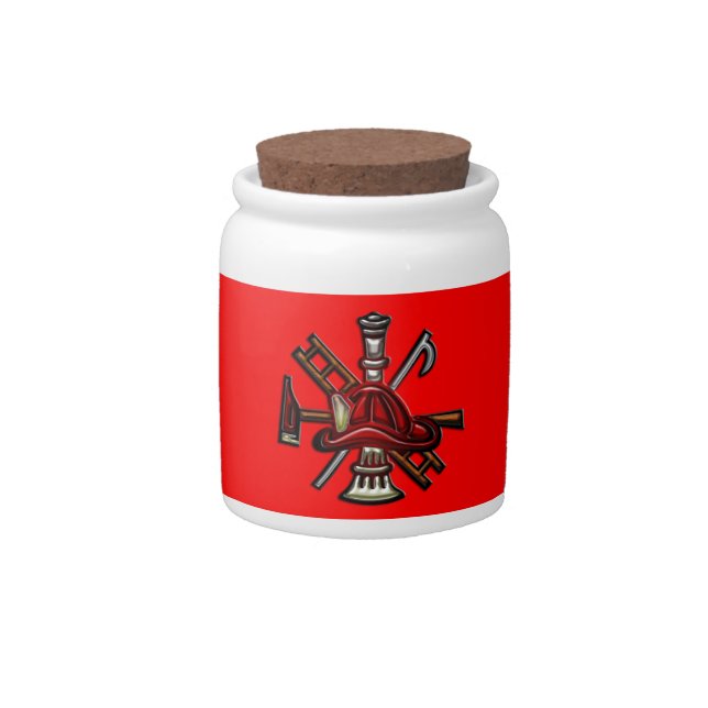 Firefighter Fire and Rescue Department Emblem Candy Jar (Front)