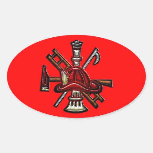 Firefighter Fire and Rescue Department Emblem Oval Sticker