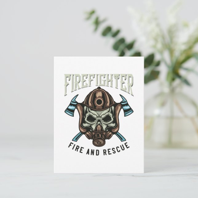 Firefighter Fire And Rescue Note Card (Standing Front)