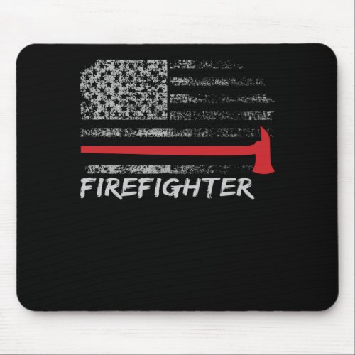 Firefighter Fire Axe American FlagPng Mouse Pad