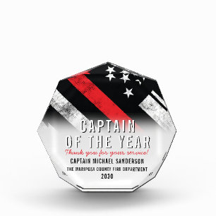 Firefighter Fire Captain Flag Employee Recognition Acrylic Award