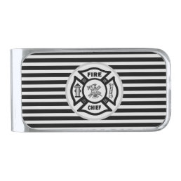 Firefighter Fire Chief     Silver Finish Money Clip