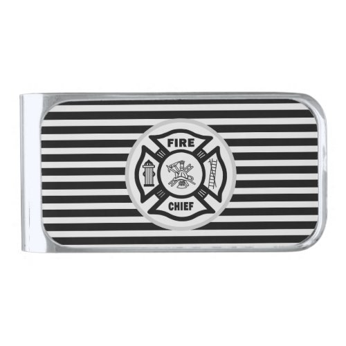 Firefighter Fire Chief     Silver Finish Money Clip