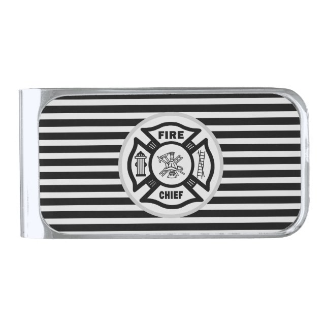 Firefighter Fire Chief     Silver Finish Money Clip (Front)