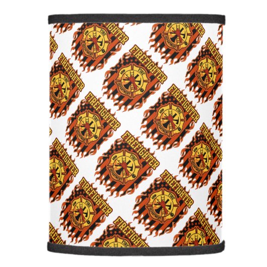 Firefighter Fire Department Badge and Flag Lamp Shade (Right)