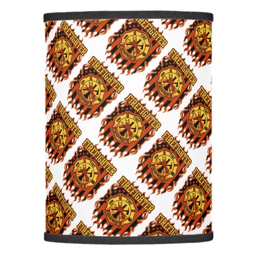 Firefighter Fire Department Badge and Flag Lamp Shade (Front)