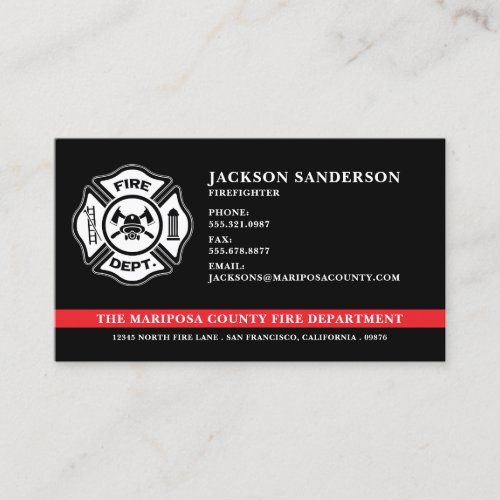 Firefighter Fire Department Custom Logo Business Card