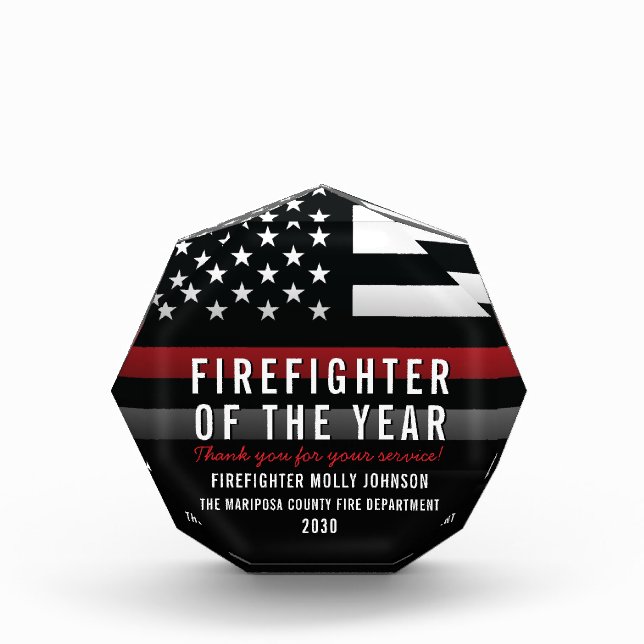 Firefighter Fire Department Employee Recognition Acrylic Award (Front)