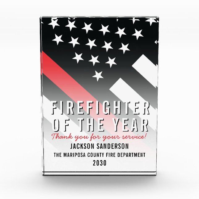 Firefighter Fire Department Employee Recognition Acrylic Award (Front)
