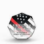 Firefighter Fire Department Employee Recognition Acrylic Award<br><div class="desc">This design features a firefighter flag with black and white stripes,  and a thin red line stripe as well. This award is great for showing appreciation to a firefighter,  lieutenant,  captain,  or chief for their service and becoming firefighter of the year.</div>
