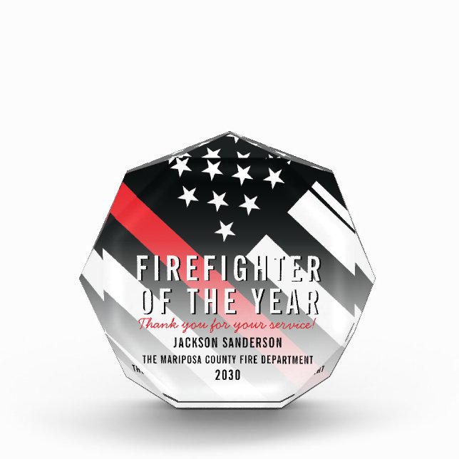 Firefighter Fire Department Employee Recognition Acrylic Award (Front)