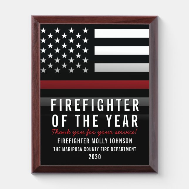 Firefighter Fire Department Employee Recognition Award Plaque (Vertical)