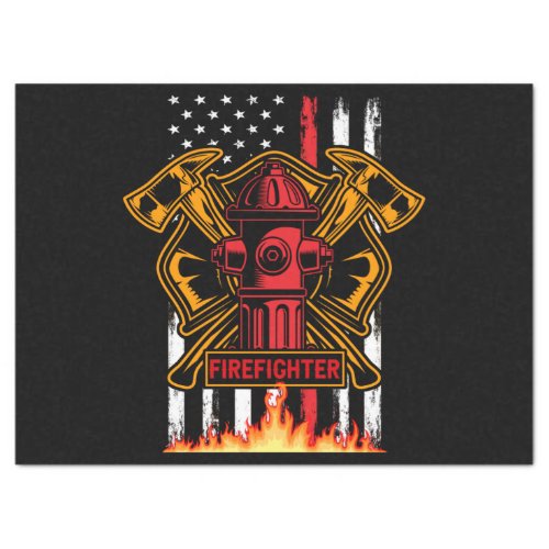 Firefighter Fire Department Fire Badge and Flag Tissue Paper