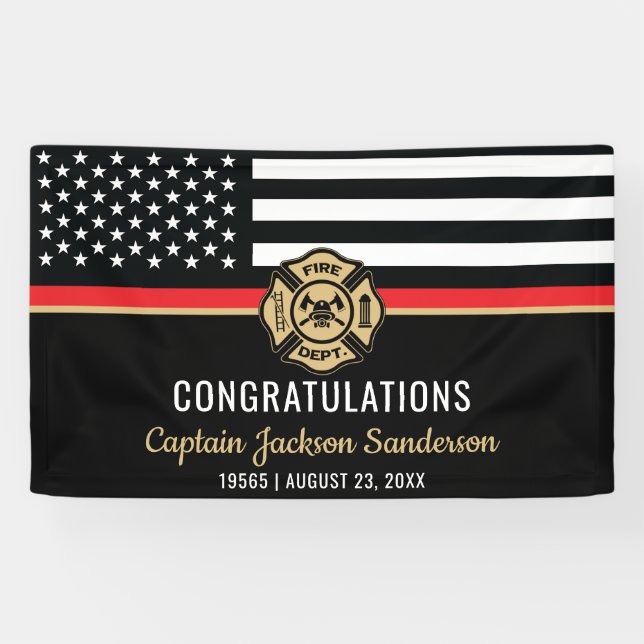 Firefighter Fire Department Fireman Retirement Banner (Horizontal)