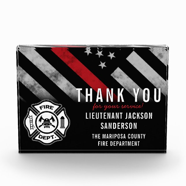 Firefighter Fire Department Fireman Thank You Acrylic Award (Front)
