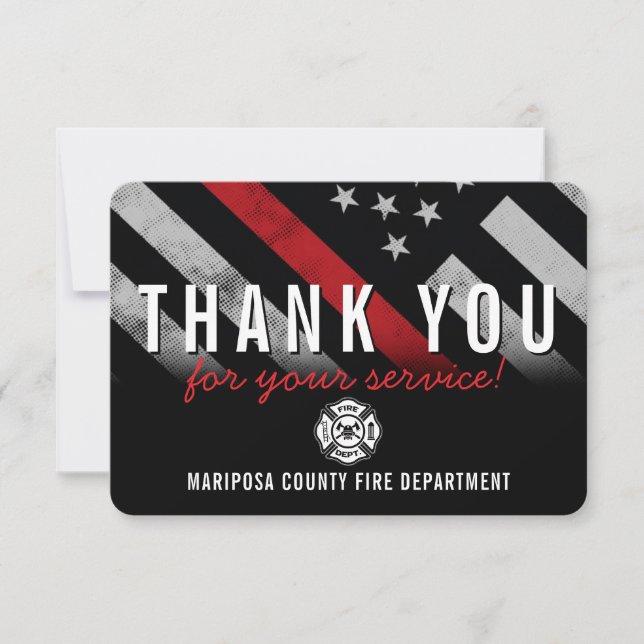 Firefighter Fire Department Flag Fireman Thank You Card (Front)