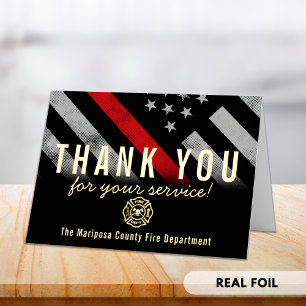 Firefighter Fire Department Flag First Responder Foil Greeting Card