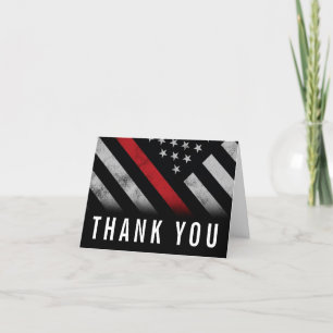 Firefighter Fire Department Flag First Responder Letterpress Thank You Card