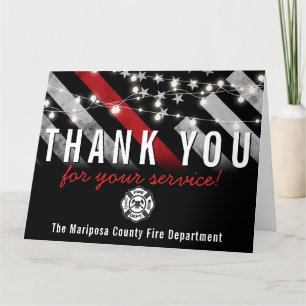 Firefighter Fire Department Flag First Responder Letterpress Thank You Card