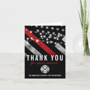 Firefighter Fire Department Flag First Responder Letterpress Thank You Card