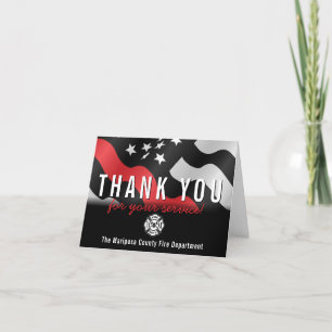 Firefighter Fire Department Flag First Responder Letterpress Thank You Card