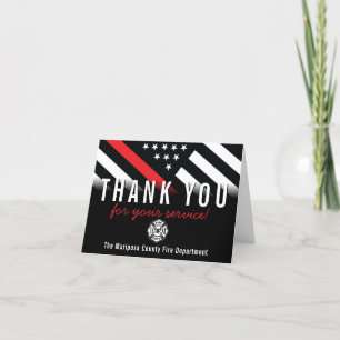 Firefighter Fire Department Flag First Responder Letterpress Thank You Card