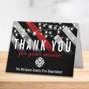 Firefighter Fire Department Flag First Responder Letterpress Thank You Card