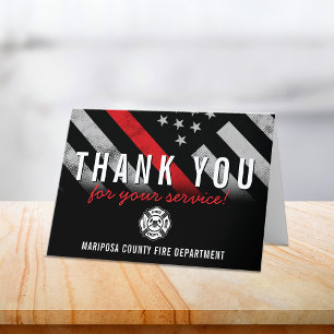 Firefighter Fire Department Flag First Responder Letterpress Thank You Card