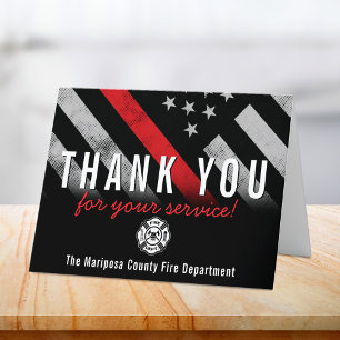 Firefighter Fire Department Flag First Responder Letterpress Thank You Card