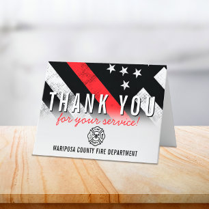 Firefighter Fire Department Flag First Responder Letterpress Thank You Card