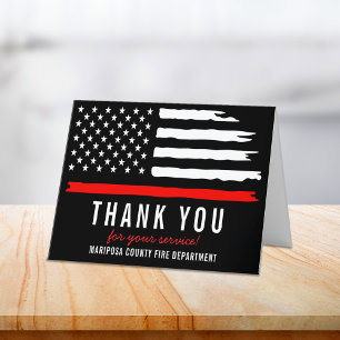 Firefighter Fire Department Flag First Responder Letterpress Thank You Card