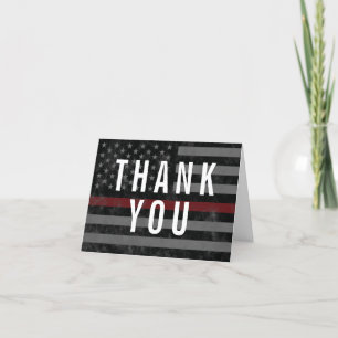 Firefighter Fire Department Flag First Responder Letterpress Thank You Card