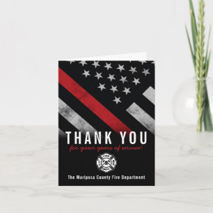 Firefighter Fire Department Flag First Responder Letterpress Thank You Card
