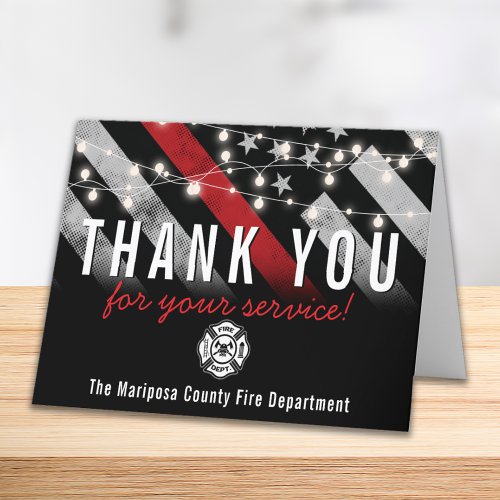 Firefighter Fire Department Flag First Responder Thank You Card