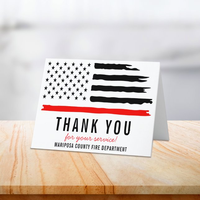 Firefighter Fire Department Flag First Responder Thank You Card (Firefighter Fire Department Flag First Responder Thank You Card)