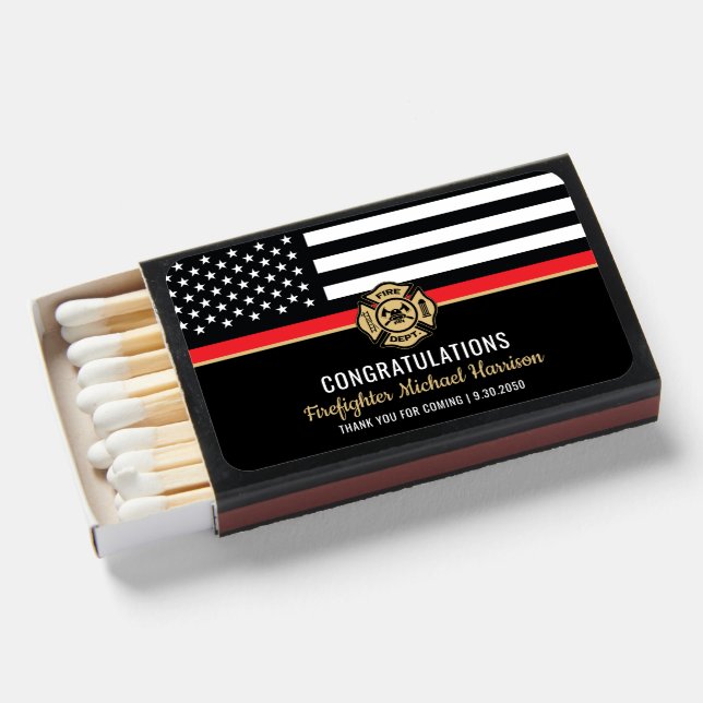 Firefighter Fire Department Flag Graduation Party Matchboxes (Front Open)