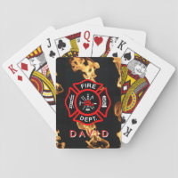 Firefighter Fire Department Flames | Custom Name Playing Cards