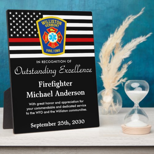 Firefighter Fire Department Logo Recognition Award Plaque